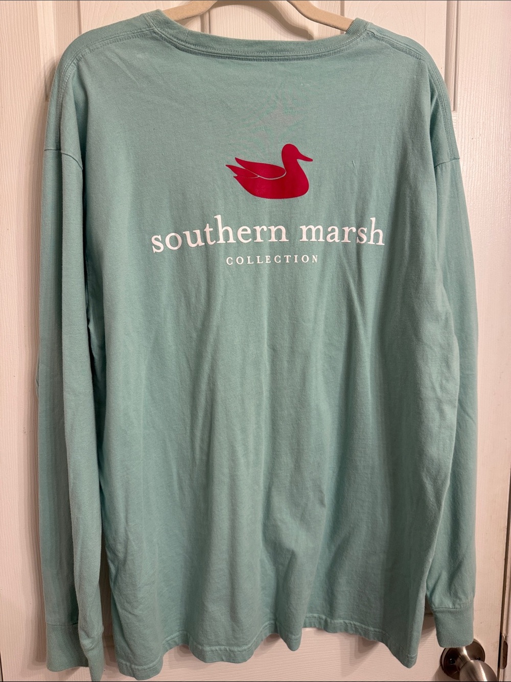 Southern Marsh Seafoam Long-Sleeve Shirt with Red Duck Logo